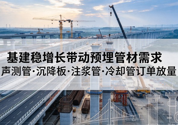 安远基建稳增长带动预埋监测管材需求，声测管、沉降板、注浆管订单持续放量